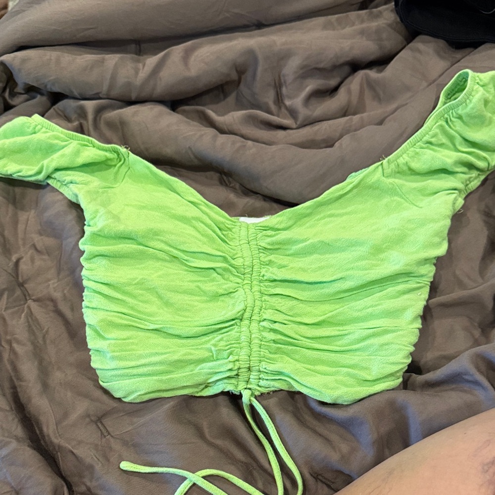 Princess Polly Lime Green Ruched Blouse